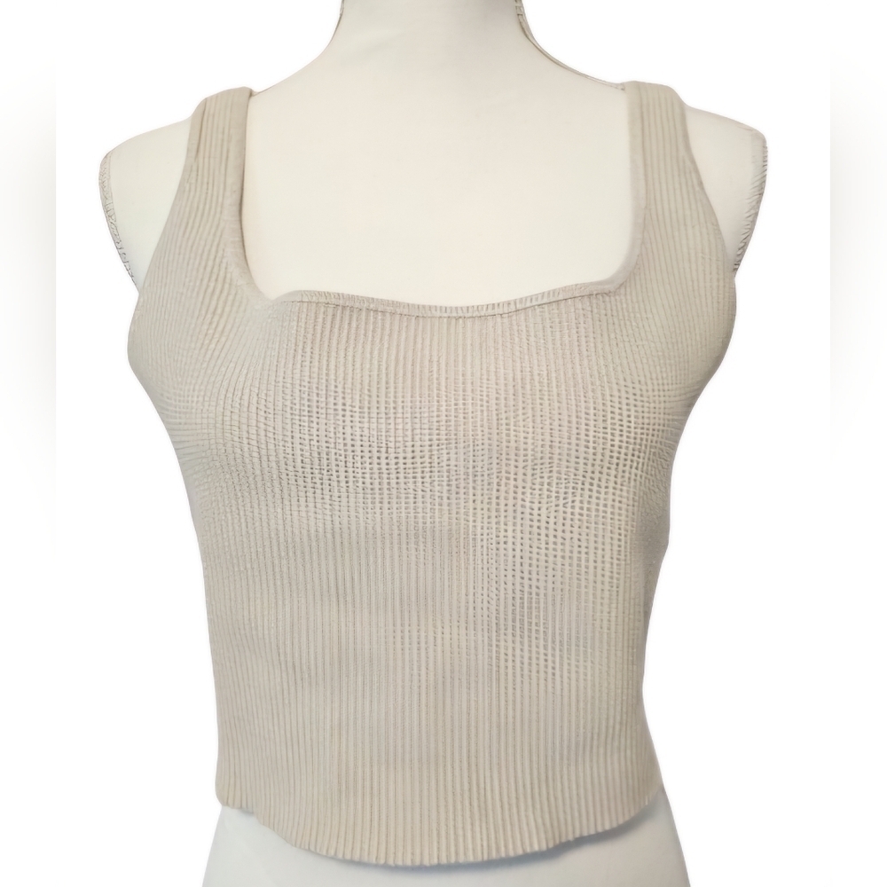 House of Harlow 1960 Cream Ribbed Crop Top Women's Size XL